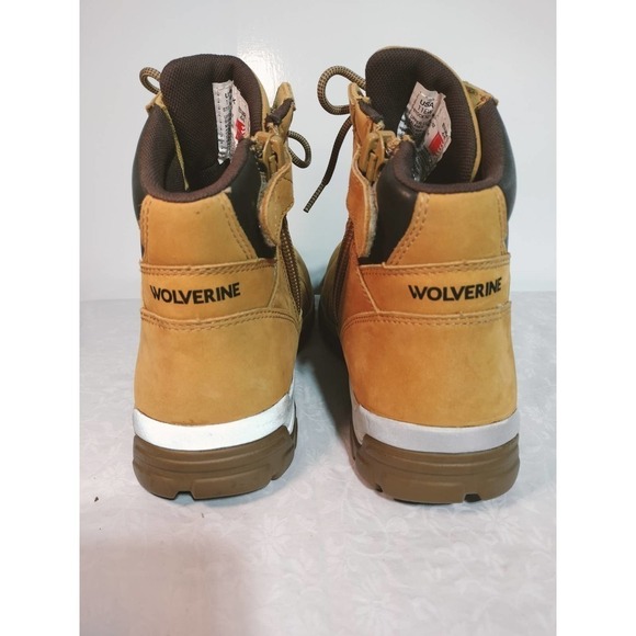 Wolverine Steel Cap safety waterproof tan leather boots Men 11 EW Woman 12.5 - Picture 7 of 13